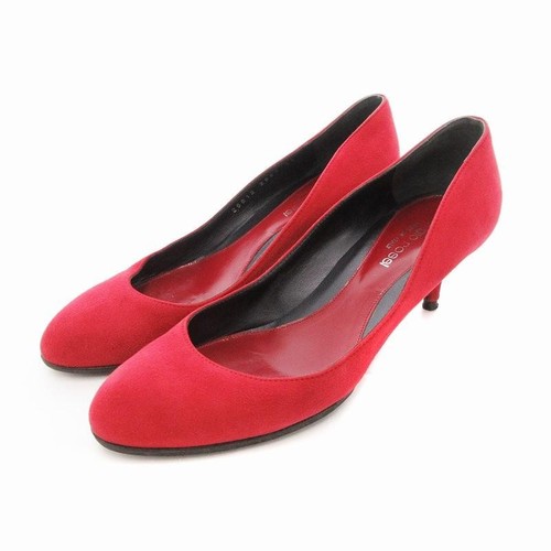 Sergio Rossi Suede Almond Toe Pumps 23cm Red Women's Size 36