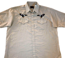 VTG Plains Western SHIRT men XL Pearl Snap 2 Eagles Pocket Ely Cattleman 1980's