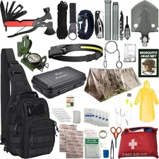 Emergency Survival Kit with First Aid Tools Camping Gear Shelter Headlamp Shovel