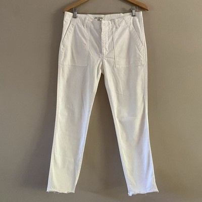Nili Lotan Women s Jenna White Cotton Stretch Twill Pants Cropped Mid-Rise Sz. 6