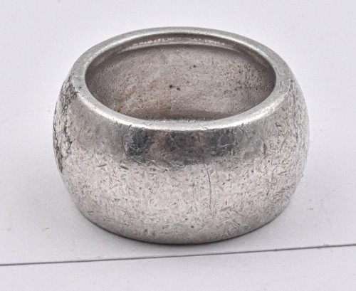 Signed NF Sterling Silver 12mm wide convex smooth finish unisex band ring sz 6.5