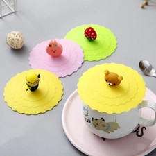 6pcs Silicone Water Cup Cover Glass Water Cup Dustproof Lid Cartoon Coffee Cup 