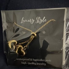 Luxury Style Gold Heart Pendant Necklace 18K Gold Plated Waterproof