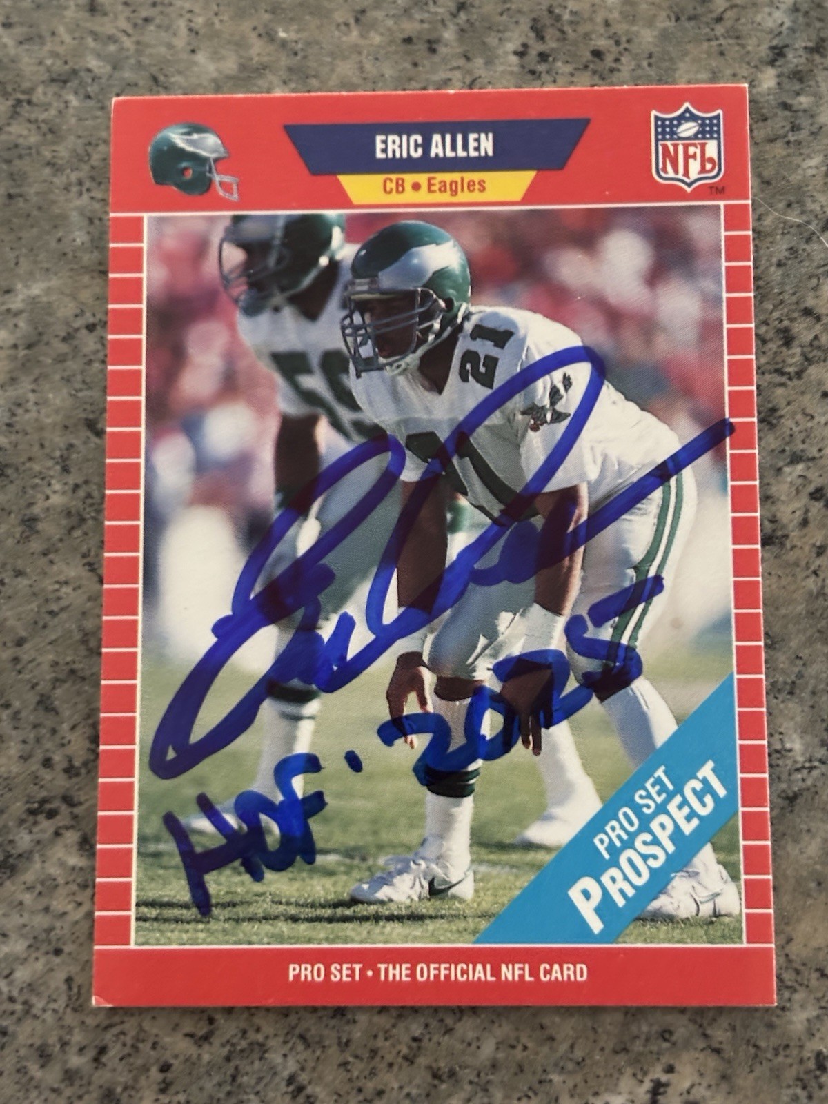 ERIC ALLEN PHILADELPHIA EAGLES HOF 25 AUTOGRAPHED SIGNED 1989 PRO SET #533