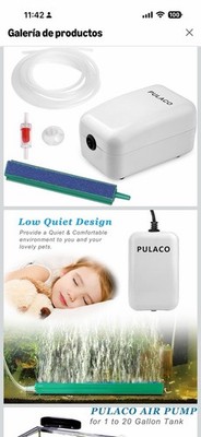 PULACO Oxygen Aquarium Air Pump Kit w/ Airline Tubing Accessories 1-20 gal