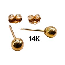 14k Yellow Gold Ball Bead Knob Stud Earrings 3mm