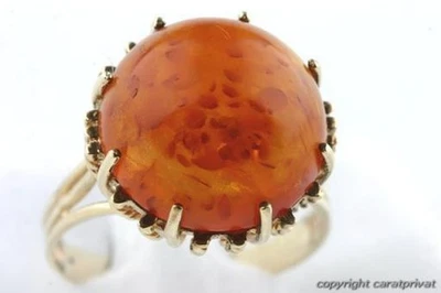 Bernstein Ring Solitär 8k Gelb Gold Gr 62 Top! * - Bild 1 von 4
