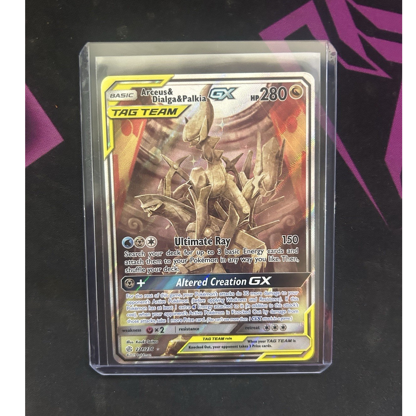 Pokémon Arceus & Dialga & Palkia GX Full Art Holo Ultra Rare 221/236