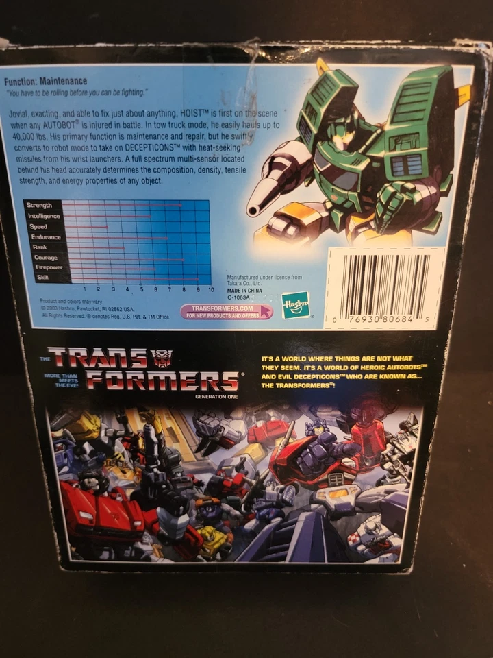 Figura conmemorativa Hoist Transformers G1 serie V 2003 Hasbro incompleta B18 Foto 2 de 4