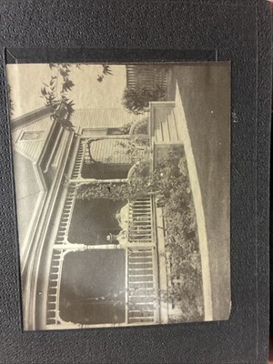 Antique 1900s Photo Victorian Edwardian House Porch Gingerbread Trim Mat Framed