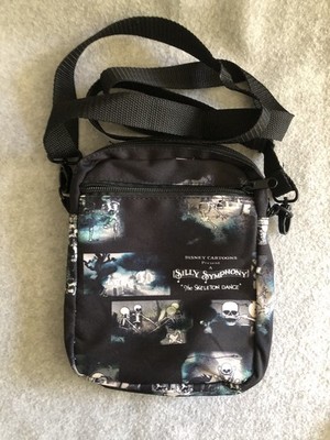 Disney Silly Symphony Skeleton Dance Crossbody Bag Purse Black Comic Strip