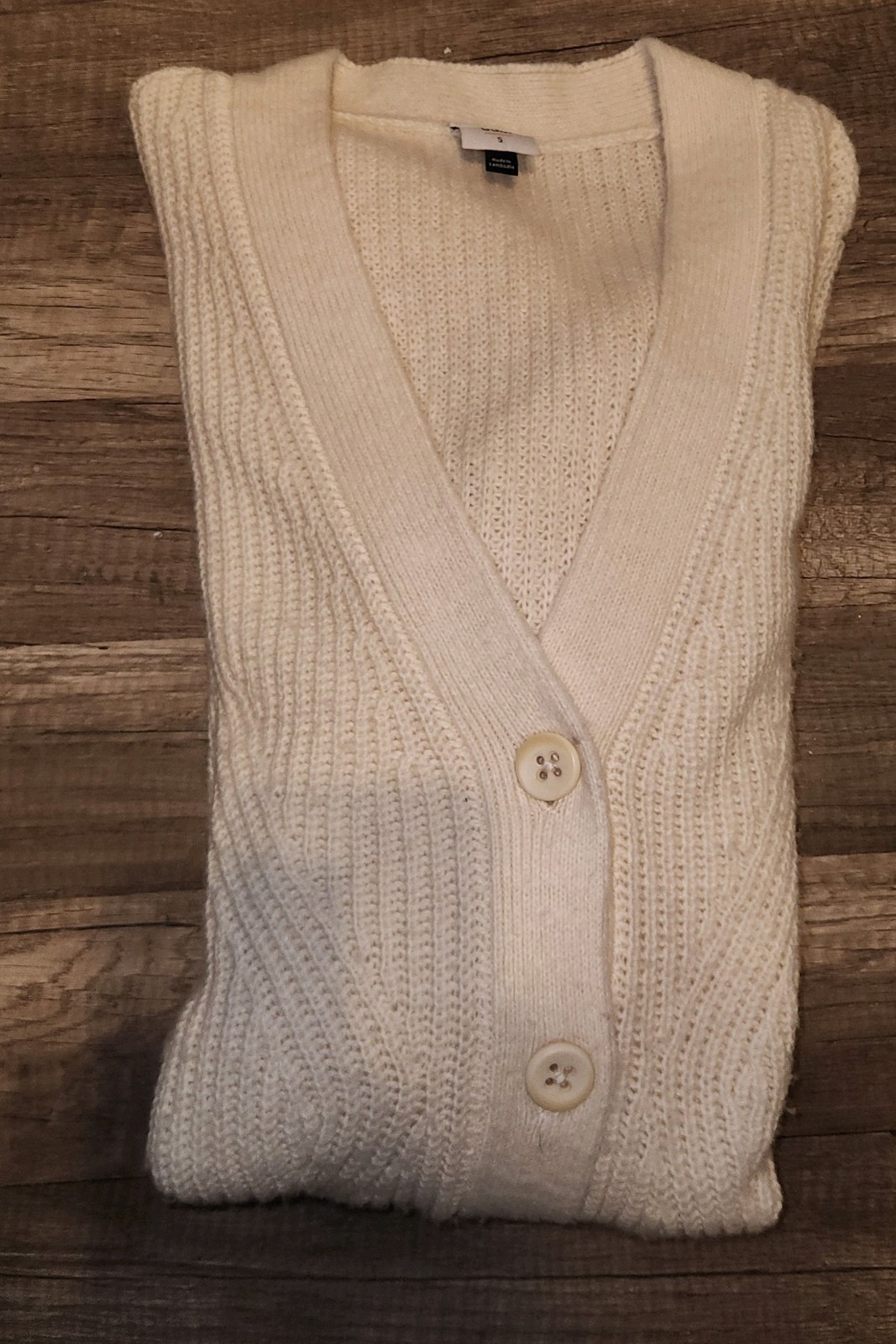 Cabi Solid Ivory Ribbed Texture Cotton Blend Long… - image 4