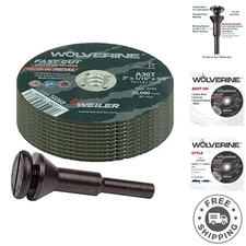 Carbon Steel Die Grinder Cut-Off Wheel Set with Mandrel & 10 Discs - Medium Grit