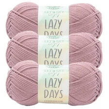 (3 Pack) Lion Brand Yarn 144-139N Lazy Days Yarn, Woodrose