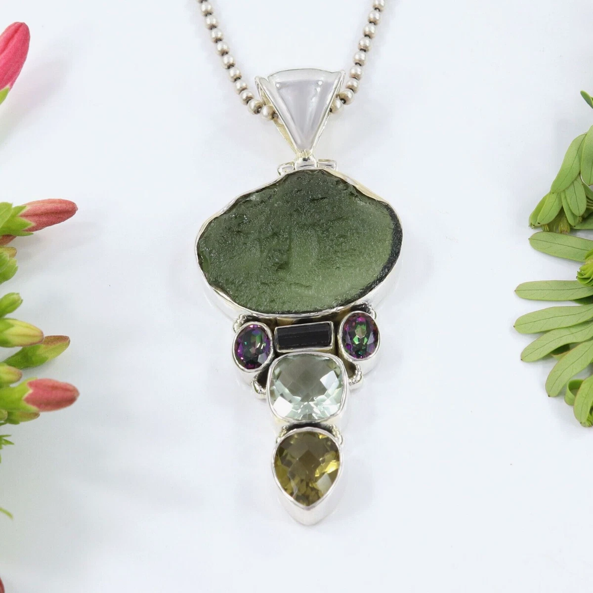Real raw moldavite sales necklace