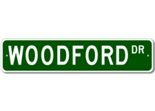 Woodford Drive Street Sign Personalized Custom Last Name Metal Sign - Aluminum