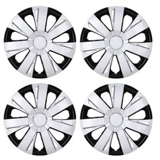 Set Of 4 14 Black Silver Wheel Covers Snap On Hub Caps Fit R14 Tire Steel Rim Set Of 4 14 Black Silver Wheel Covers Snap On Hub Caps Fit R14 Tire Steel Rim