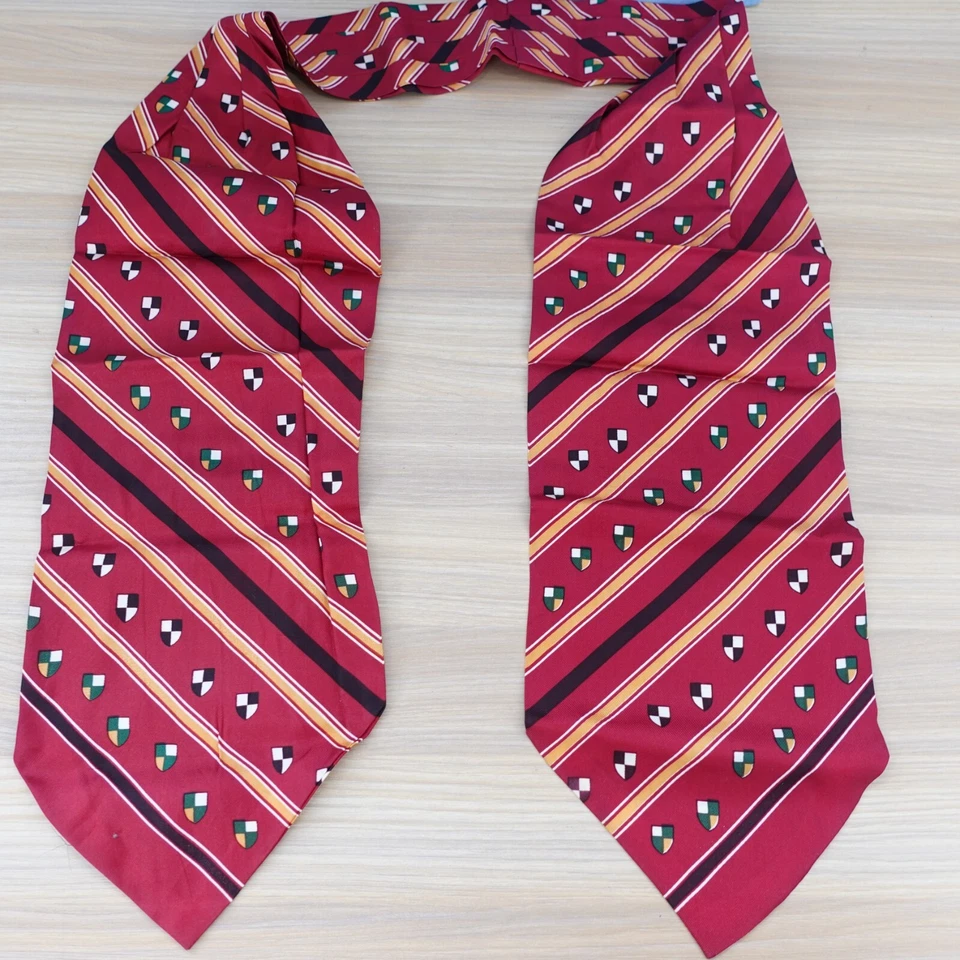 Mens Ascot Cravat Neck Tie Red Striped Classic Formal Oxford Tuxedo Party Suit - Image 3 of 4