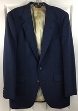 Vintage John Alexander Blazer Mens 42L Navy Slim Fit 2-Button Sport Coat