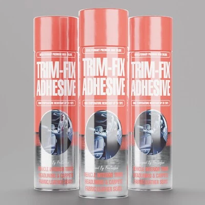 TRIMFIX 3x 500ML TRIM FIX HIGH TEMPERATURE ADHESIVE SPRAY CARPET GLUE FOR CAR VAN LINING