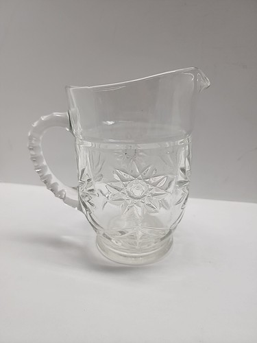 Vintage Anchor Hocking, Star Of David Clear Glass Small 5.5" Tall Pitcher