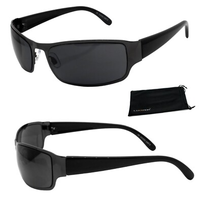 Sonnenbrille Herren Coole Schmale Metall Security Raver Biker Brille Schwarz 622
