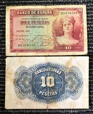 Spain 10 Pesetas 1935 Banknote World Paper Money Circulated