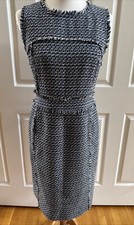 TORY BURCH Petra Blue Tweed Sheath Sleeveless Blue Lined Dress Sz 6