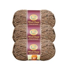  3 Pack Lion Brand Yarn 640-124J Wool-Ease Thick  Quick Bulky Yarn, Barley
