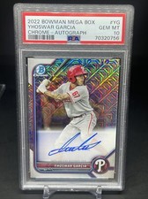 Yhoswar Garcia Phillies 2022 Bowman Megabox Auto PSA 10 Gem Mint