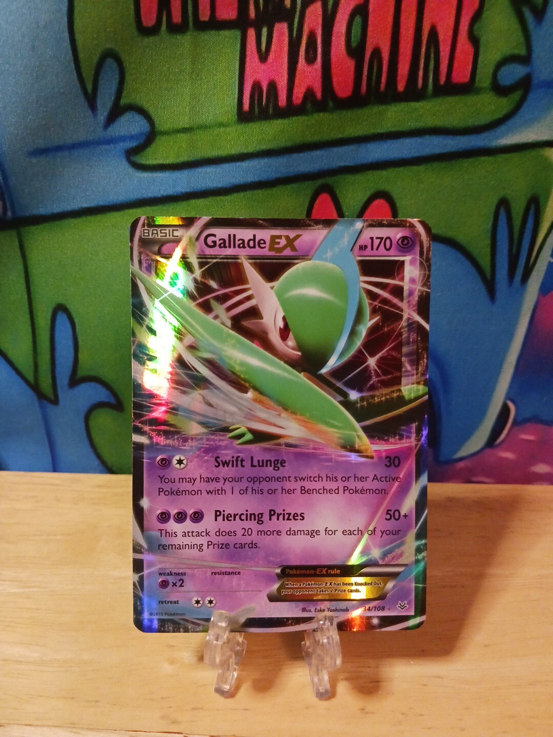 Pokemon XY - Roaring Skies #34/108 Gallade EX MP Ships In Slv And Top Loader