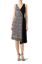 FUZZI Women's XS Geo Print Faux Wrap Dress Tulle Travel Party