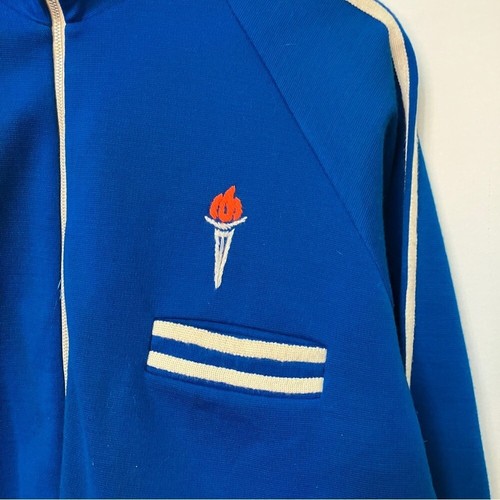 Vintage Olympia Track Suit Mens XL Blue Acrylic Knit Sweatpants Jogger Jacket - Picture 12 of 16