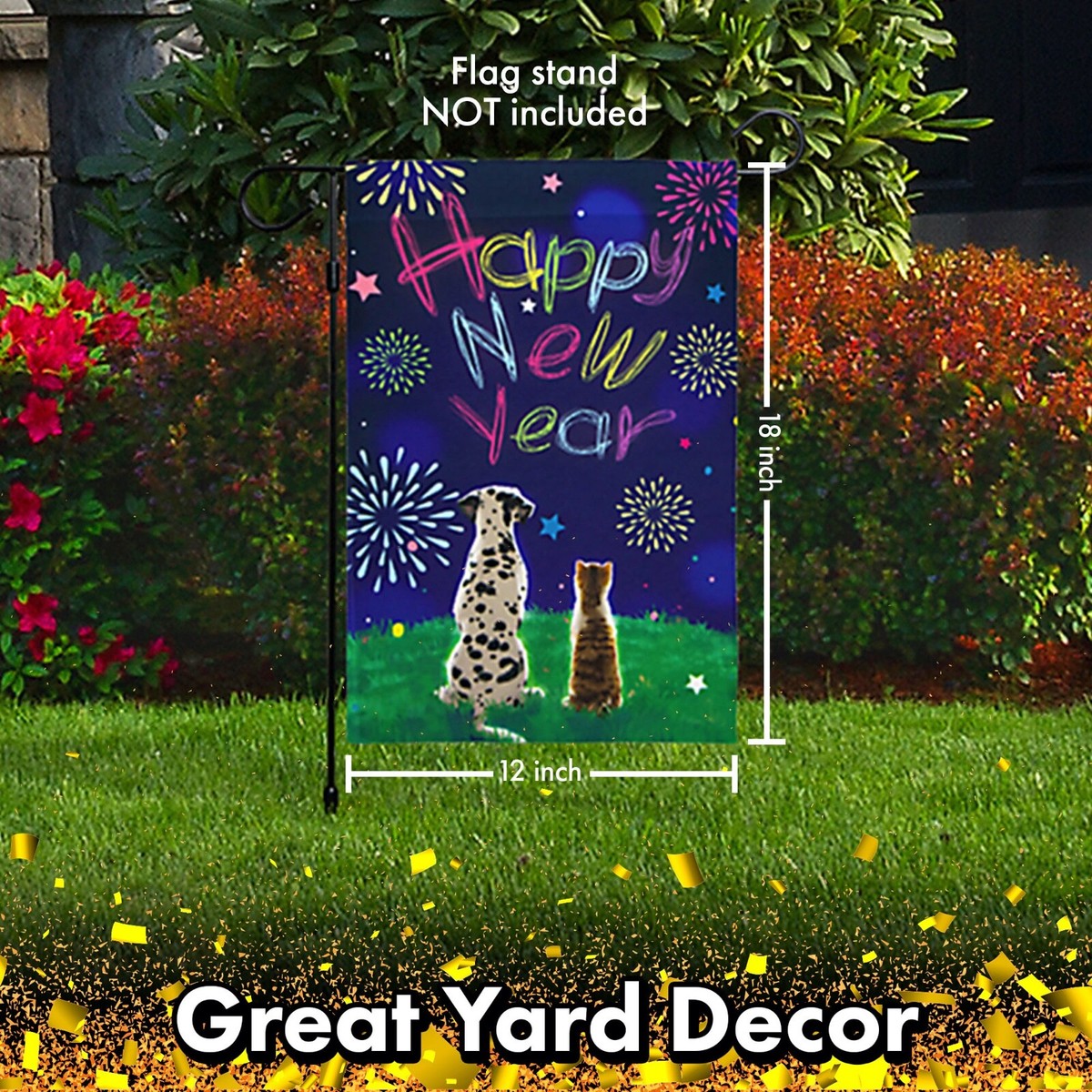 Bandiera Da Giardino 12x18 Con Stampa A Sublimazione, Bandiera Natalizia Per Cani, Cane In Vacanza, Buone Feste, Bandiera Natalizia Da Giardino