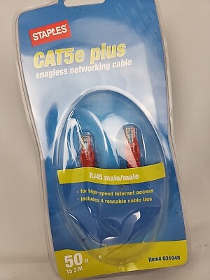 CAT5e Plus Snagless Networking Cable RJ45 Male/Male 50 ft (631048) Orange