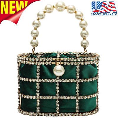Evening Clutch Handbag for Women Pearl Diamond Wedding Prom Party Purse Clutch