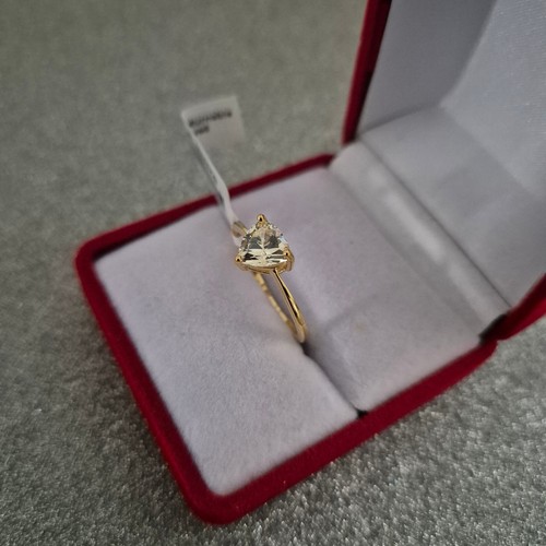 Beautiful Simulated Citrine Solitaire Ring in 14k gold over Sterling Silver - Picture 2 of 4