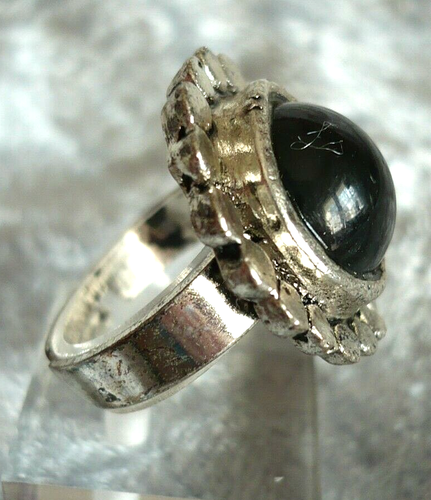 großer Achat Folklore SteinSchmuck Ring schwarz Tibet Silber, verstellbar NEU - Bild 2 von 3