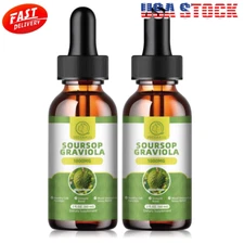 Soursop Graviola Liquid Drops 1800mg Supports Immune Boost, Antioxidant（2 Pack）