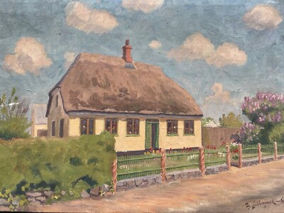 Hans Lillemark 1901 - 1978 View of a Farmhouse in Summer Denmark 1951 