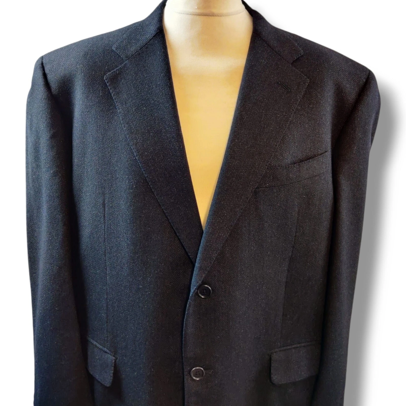 Satori Atelier Mens Luxurious Cashmere Blazer Jacket Size 54 Dark Navy 2 Button