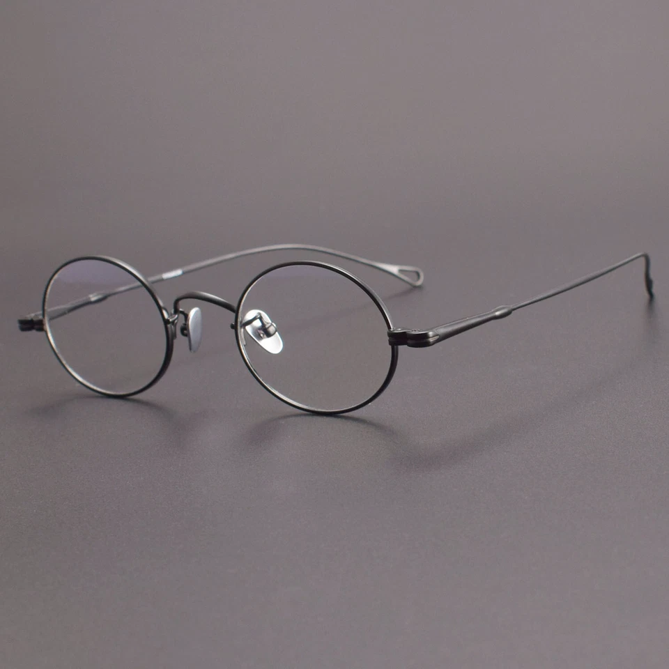 Marco de gafas retro ovalado pequeño de titanio puro marco de gafas ultraligero clásico Foto 3 de 4