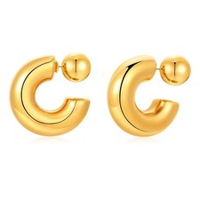 8YEARS Chunky Gold Hoop Earring for Women, 18K Gold Plated Lightweight Thick ...