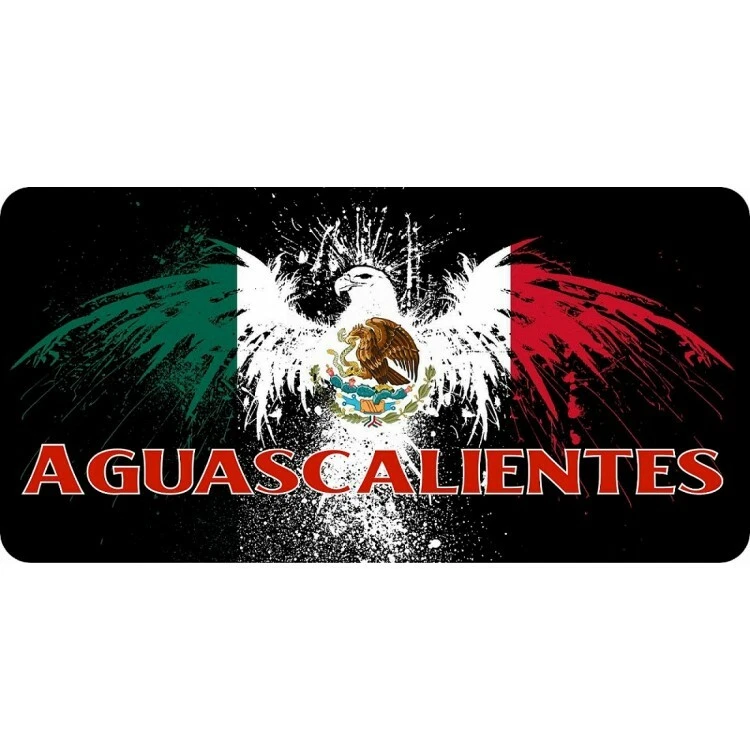 mexico aguascalientes eagle flag logo metal license plate usa made | eBay