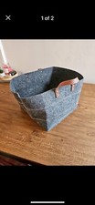 Grey Felt Storage Basket With Handles