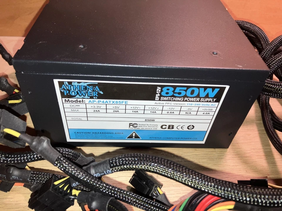 Athena AP-P4ATX85FE 850W EPS-12V Active PFC Power Supply PSU BLACK - Image 2 of 4