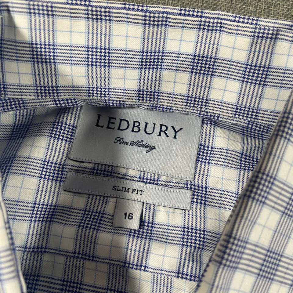 Lote de 2 camisas de vestir Ledbury a cuadros con botones para hombre talla 16 a cuadros calce ajustado Foto 4 de 4
