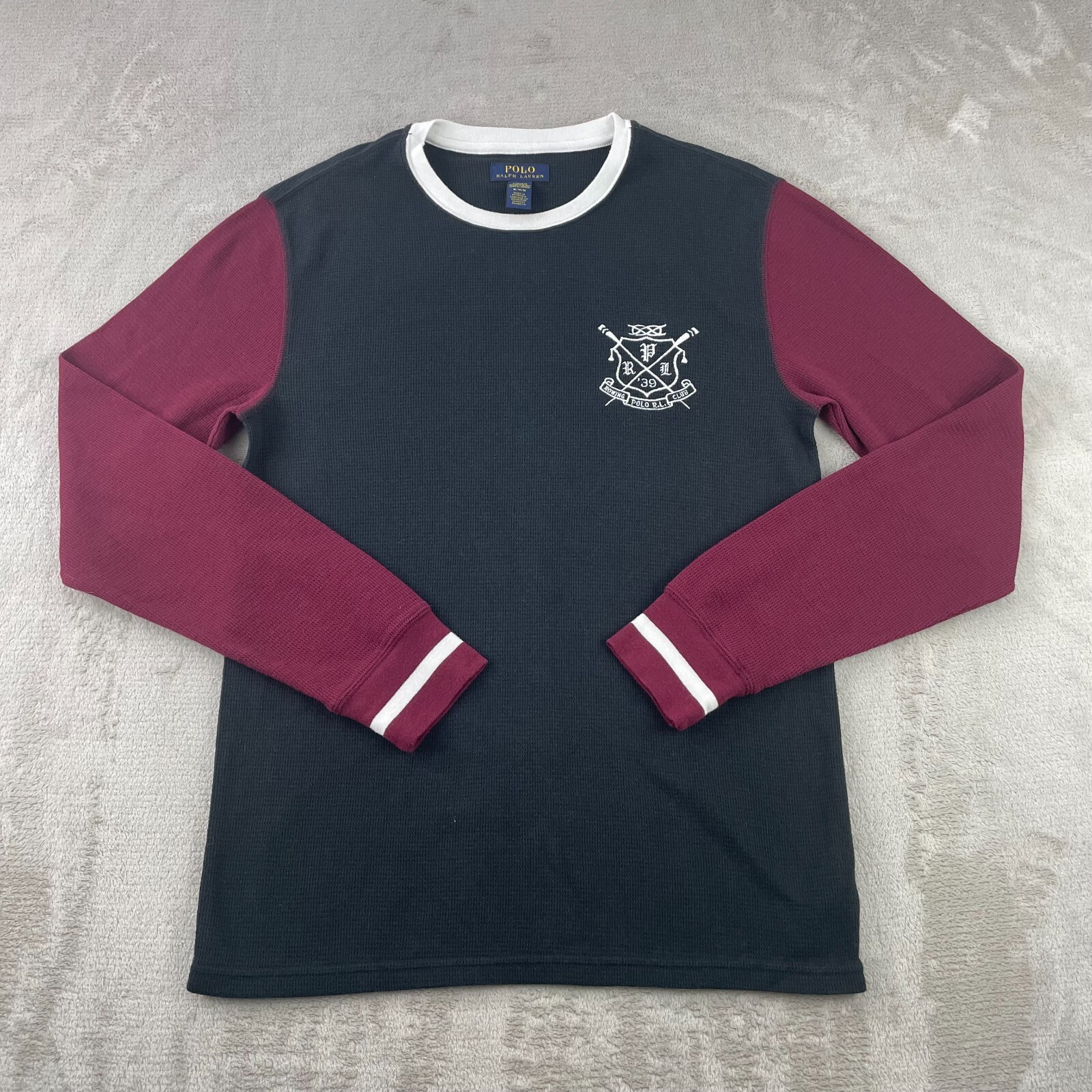 FILA Polo Ralph Lauren SleepWear Camicia Uomo Media Nera Waffle Maglia PRL Rowing Club