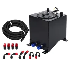 2.5 Gallon Polished Aluminum Fuel Cell Gas Tank+Cap+Level Sender+Nylon Fuel Line