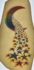 Original Vintage Moon Stars Fantasy Glitter Iron On Transfer